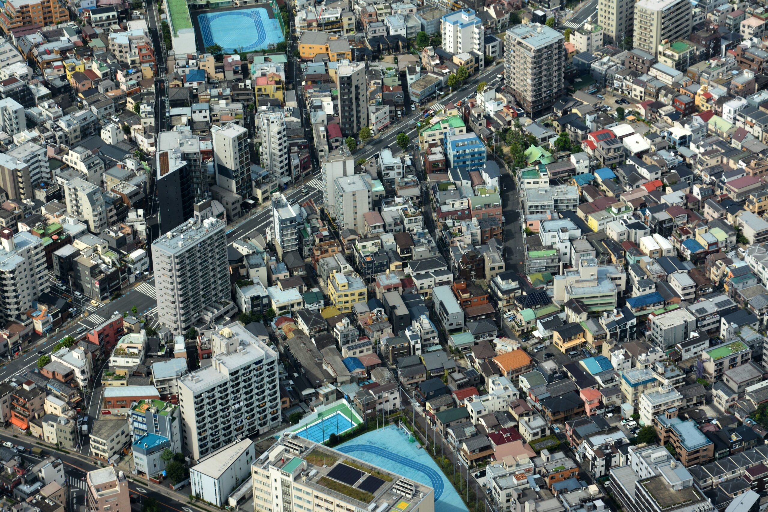 住宅地の俯瞰