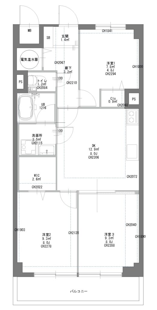 亀戸リリエンハイム 間取り図（リフォーム前）