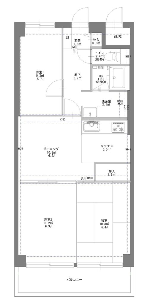 ニューライフマンション木場 間取り図（リフォーム前）