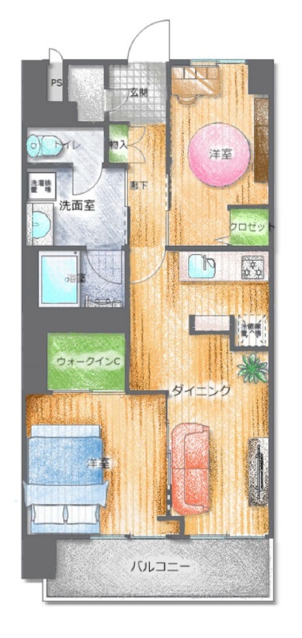 日商岩井第2方南町マンション 間取り図（リフォーム後）